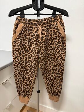 Poppy & Peonies Leopard Print Joggers Size M Drawstring Lounge Pants